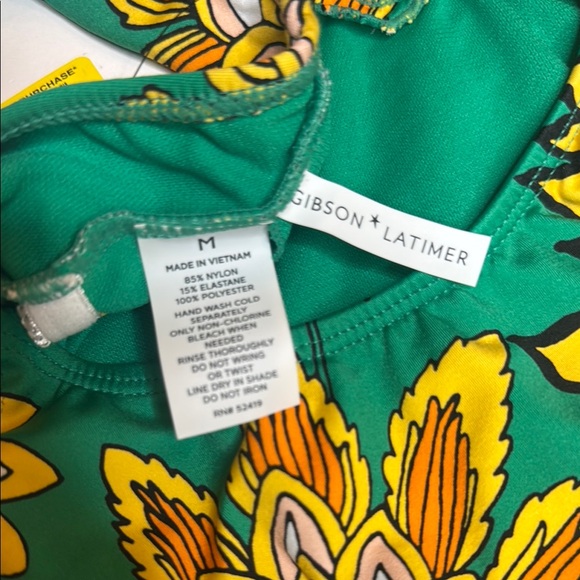 Gibson Latimer NWT Green Floral One Piece Swimsuit-‎ medium - Picture 8 of 11